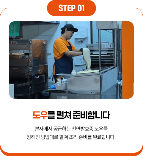 Step 01, 도우를 펼쳐 준비합니다